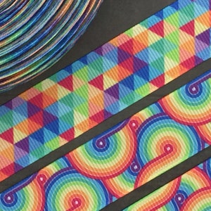 Rainbow Grosgrain Ribbon 7/8&quot; 22mm, Pyramid Ribbon, Choice of 3 Yards or 5 Yards