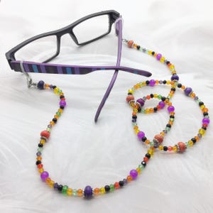 Colorful Glasses Chain, Beaded Eyeglass Necklace, Eyewear Holder, Sunglasses Cord, Eyeglasses Leash