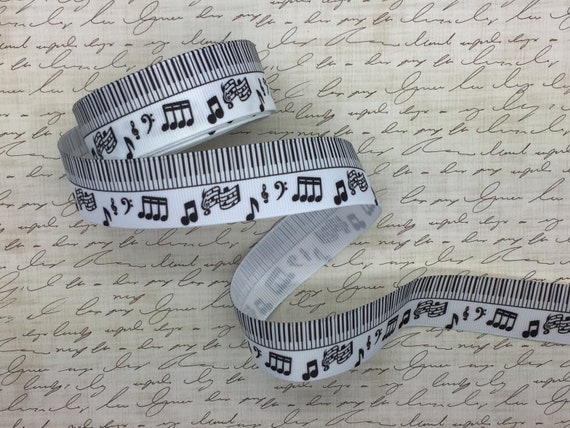 Music Note Grosgrain Ribbon 1 25mm Piano Keys Musical | Etsy