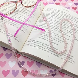Pink Heart Eyeglass Chain, Love Glasses Holder, Sunglasses Lanyard, Eyewear Rope Necklace for Readers & Eyeglasses, Valentine&#39;s Day Gift