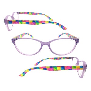 Rainbow Reading Glasses for Women, Colorful Crystal Bling Readers, Sparkly Eyeglasses, Fashion Eyewear, Unique Gift for Book Lovers