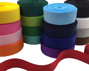 Solid Grosgrain Ribbon for Hair Bows, 1" or 1.5" Width, 3 or 5 Yards