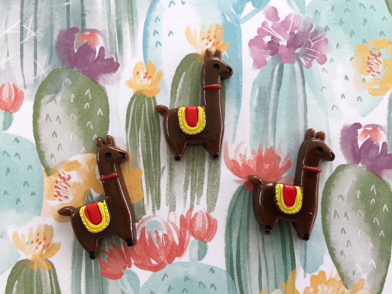 Resins Cabochon Flatbacks Hair Bow Supplies Embellishments Llama Flat Backs Set of 3