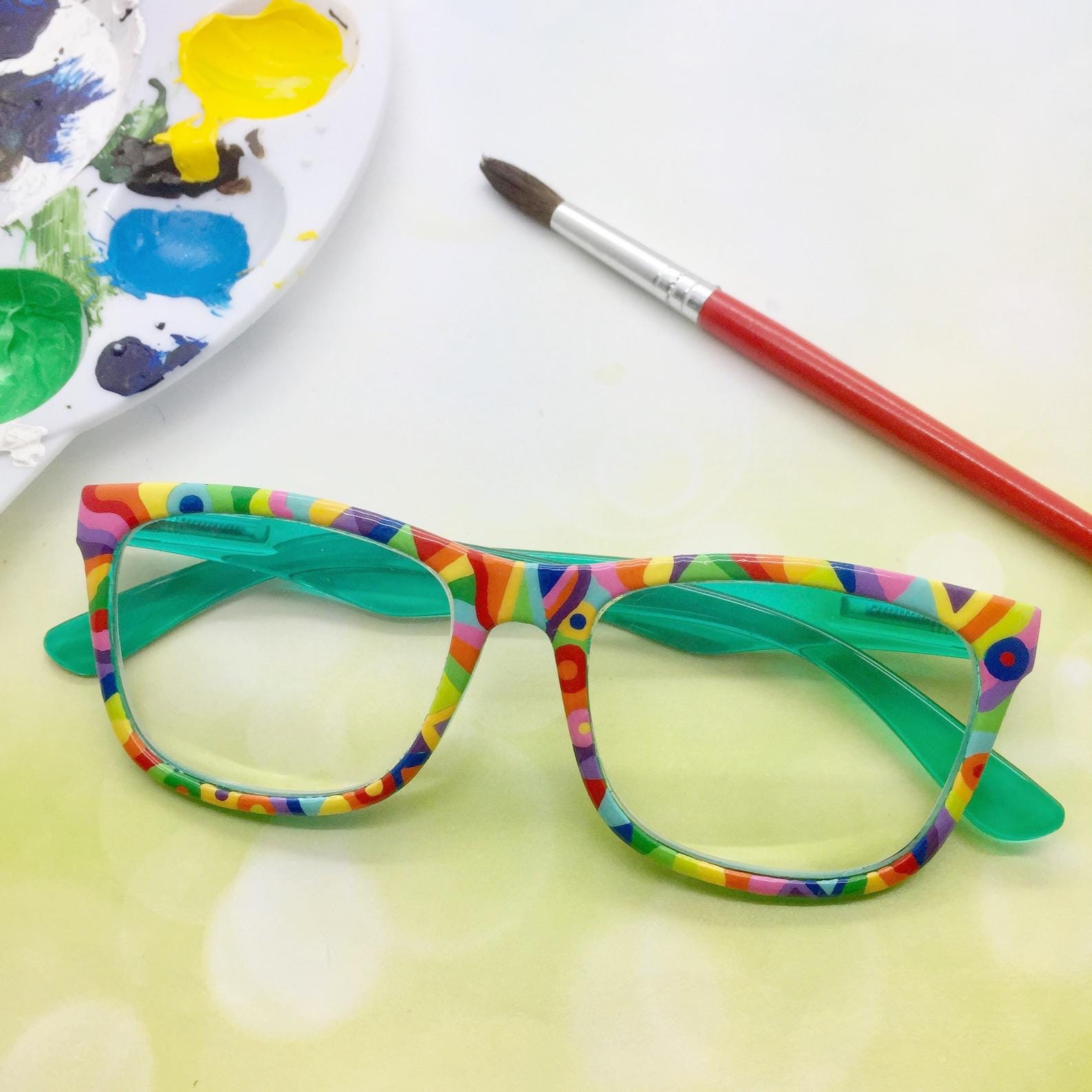 Whimsical Rainbow Reading Glasses 3.5, Hand Painted Readers, +3.50 Eyeglasses