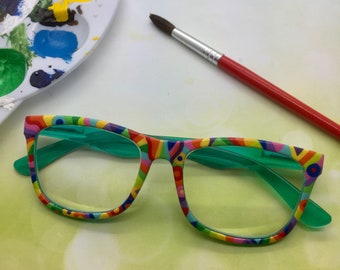 Whimsical Rainbow Reading Glasses 3.5 Hand Painted