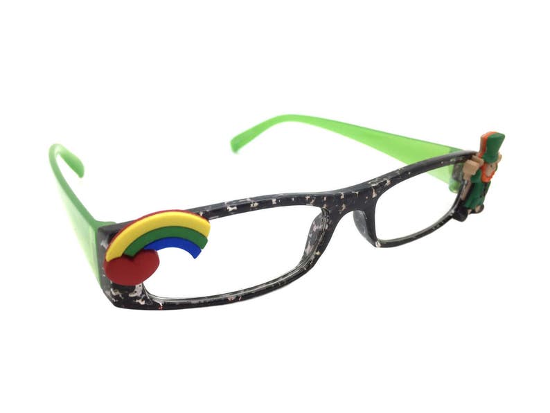 Patrick/'s Day Reading Glasses Green Eyeglasses with Leprechaun and Rainbow St +1.75 Readers