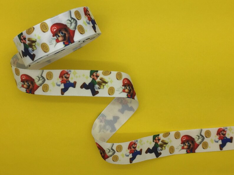 SUPER MARIO BROS LUIGI 7//8/" Grosgrain Ribbon 1 10 Yard SHIP FROM USA 3 5