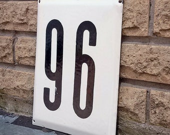VINTAGE BLUE FRENCH ENAMEL METAL HOUSE FLAT COTTAGE NUMBER /'/'96/'/' SIGN PLAQUE