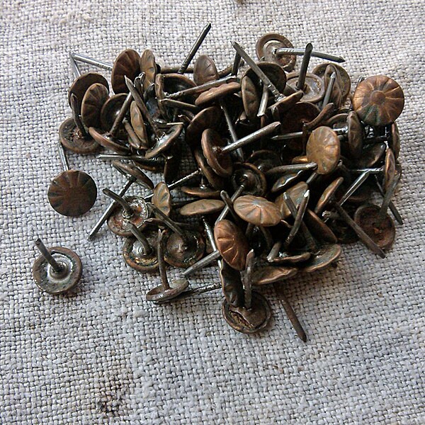 Original vintage furniture nails Set 30 flat nailhead for Etsy