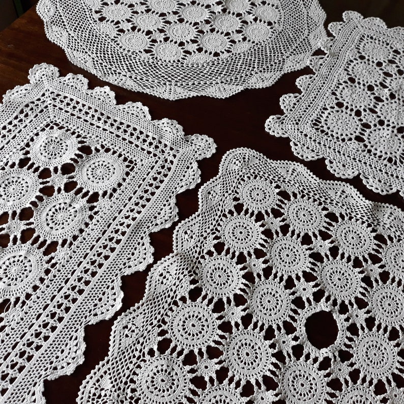 Round dresser scarf White cotton table doily Place mat Etsy