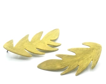 Contemporary Minimal modern yellow leaves stud earings nature inspired unique oneoffakind earings