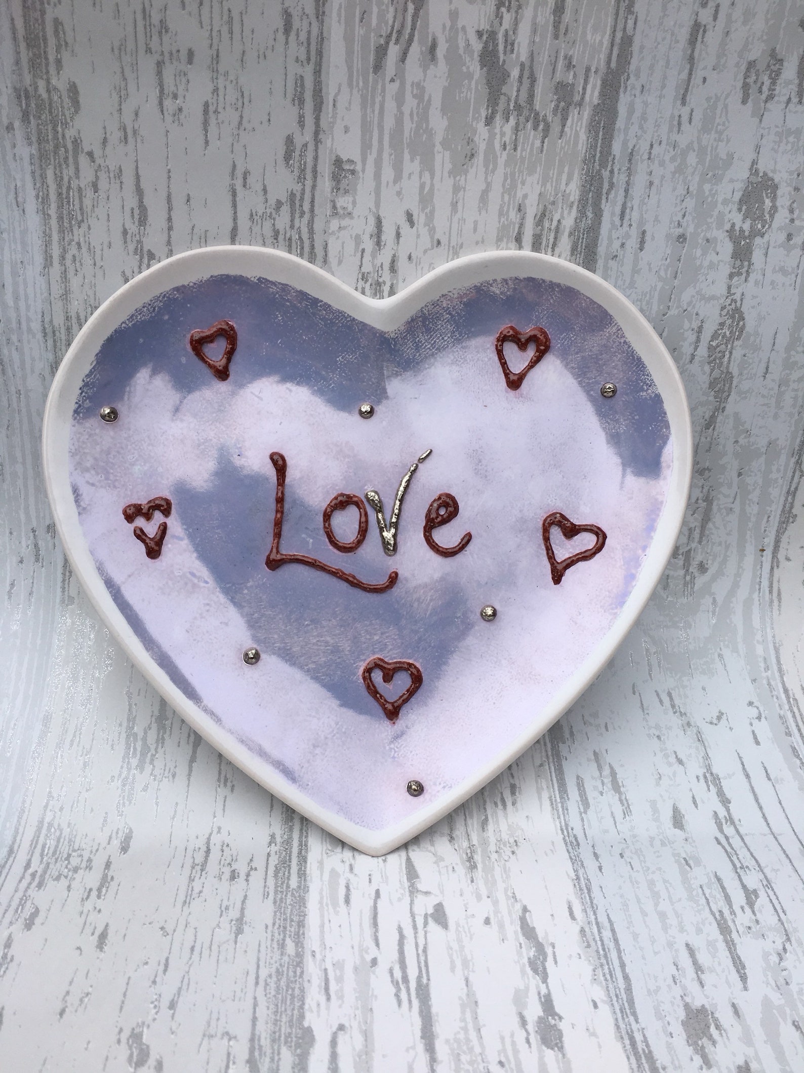 Hand Painted Heart Shaped Plate Etsy