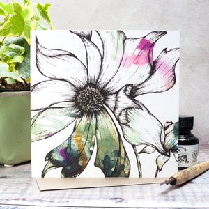 Cartão-presente floral em branco Clematis por Jessica Wilde