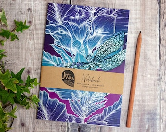 Dragonfly Lily A5 Recycled Plain Notebook | by Jessica Wilde