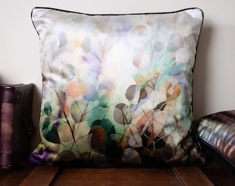 Midnight Botanica Velvet Cushion | Pearl