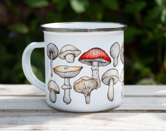 Wild Mushroom Enamel Camping Mug