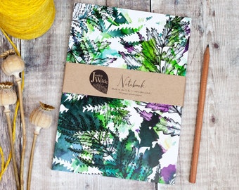 Fern Botanical A5 Recycled Plain Notebook | by Jessica Wilde