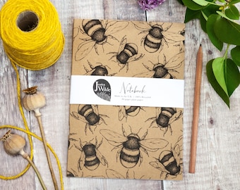 Bumble Bee A5 Recycled Plain or Lined Notebook