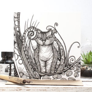 Cartão-presente ilustrado do gato de Cheshire por Jessica Wilde