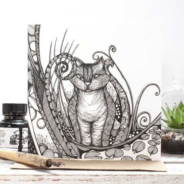 Cheshire Cat Illustrated Gift Card by Jessica Wilde
