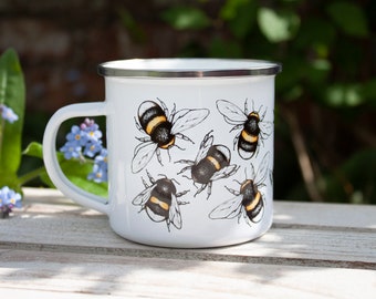 Busy Bee Enamel Camping Mug