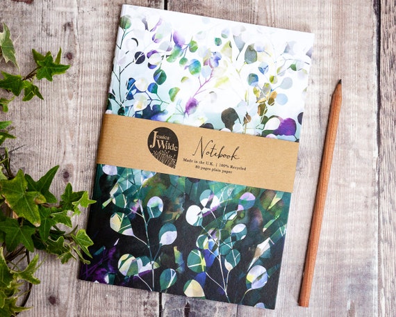 Midnight Botanica A5 Recycled Plain Notebook | by Jessica Wilde