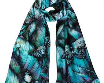 Tropical Beetle Luxury Silk Scarf | Turquoise