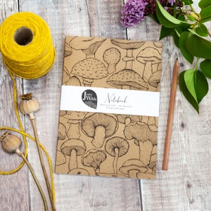 Wild Mushroom A5 Recycled Plain Notebook