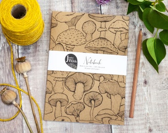 Wild Mushroom A5 Recycled Plain Notebook