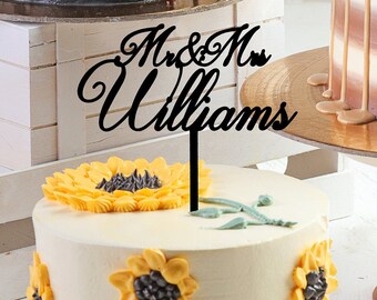 Adorno para tarta de boda personalizado: acrílico o madera con purpurina personalizada