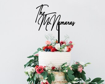 Adorno para tarta de boda personalizado: acrílico o madera con purpurina personalizada
