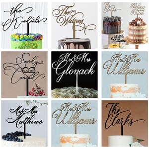 Gold Cake Topper For Wedding Personalized Cake Topper Rustic Wedding Silver Topper Custom Mr Mrs Birthday Anniversary Elopement - 20 Options
