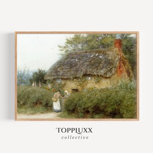 Vintage Digital Printable Wall Art 1900s Country Cabin Garden Flowers Decor Antique Oil Painting Downloadable Downloads