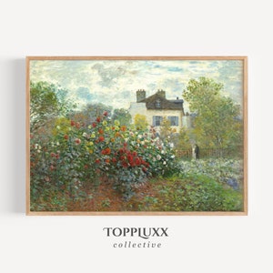 Vintage Cottage Landscape Wall Art 1900s Digital Printable Scenery Antique Oil Painting Print Farmhouse Decor Garden Flowers Country House