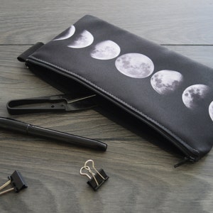 lunar phase - lined twill pencil case - double sided print