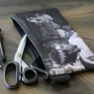 monster movie - lined twill pencil case- horror film - cult classics - goth gift ideas -Frankenstein