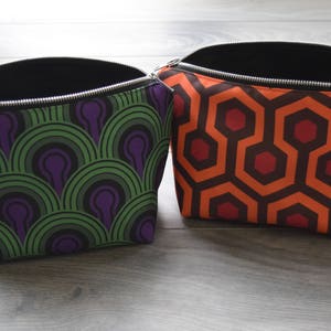 the shining - set of 2 - lined canvas zippered pouch - overlook hotel - carpet pattern // room 237