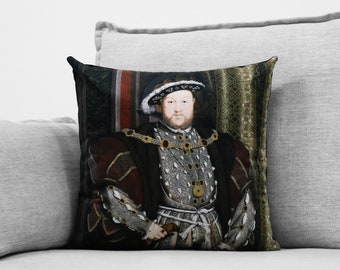henry VIII of england - 18" velveteen pillow case - hans holbein the younger, 1537 - 1547