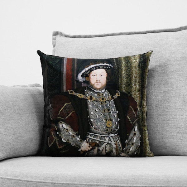 henry VIII of england - 18" velveteen pillow case - hans holbein the younger, 1537 - 1547