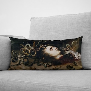LIMITED QUANTITY SALE -the head of medusa - 12&quot; x 24&quot; velveteen lumbar pillow case - peter paul rubens, 1617