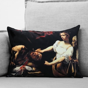 OVERSTOCK DISCOUNT judith beheading holofernes - 14&quot; x 20&quot; velveteen pillow case - caravaggio, 1598 - 1599