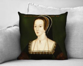 Anne Boleyn, queen of england - 18" velveteen pillow case - 1536