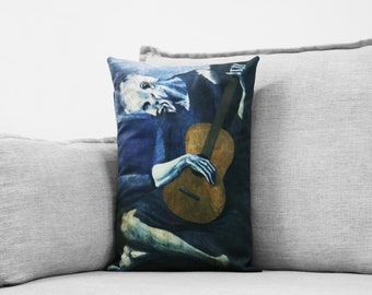 the old guitarist // the blue period - 14" x 20" velveteen pillow case - pablo picasso, 1903