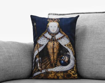 queen elizabeth I - 14" x 20" velveteen pillow case - the coronation portrait, 1600s