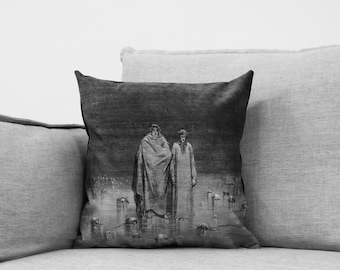 the divine comedy illustration // dante's inferno  - 18" velveteen pillow case - Gustave Doré, 1892