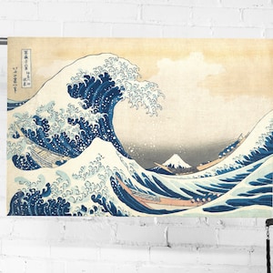 La gran ola de Kanagawa - gran lienzo impreso // tapiz de pared - Katsushika Hokusai, 1829–32
