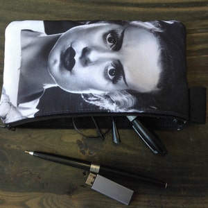 frankenstein's creature and bride - lined twill pencil case- monster movie - cult classics