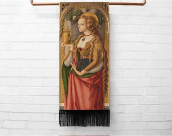 saint mary magdalene - medium canvas printed banner // wall hanging with fringe - carlo crivelli, 1430-149