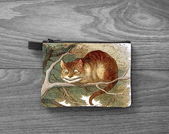 alice in wonderland - lewis carroll - Cheshire Cat -  lined velveteen pencil case - john tenniel illustration, 1865