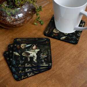 garden of earthly delights print - Hieronymus Bosch -set of 4 PVC coasters - dark gothic // hell panel art // housewarming gift decor